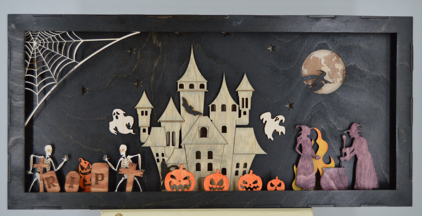 Halloween Mansion Shadow Box