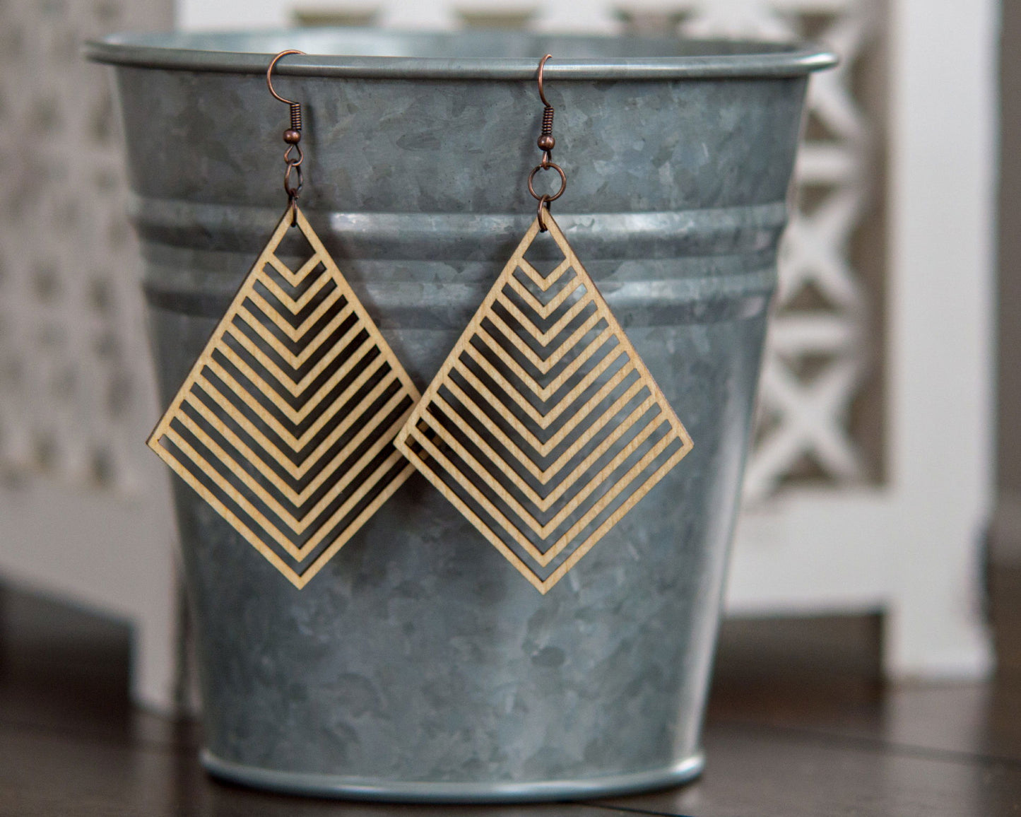 Large Chevron Diamond Earrings
