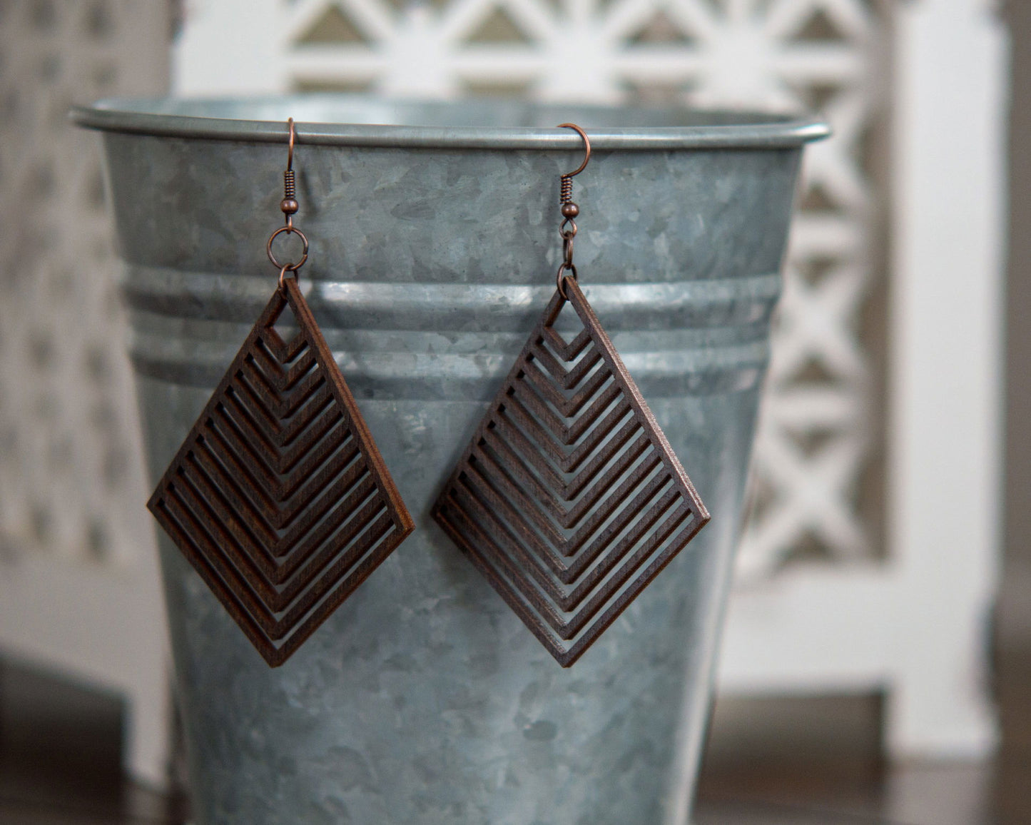Large Chevron Diamond Earrings