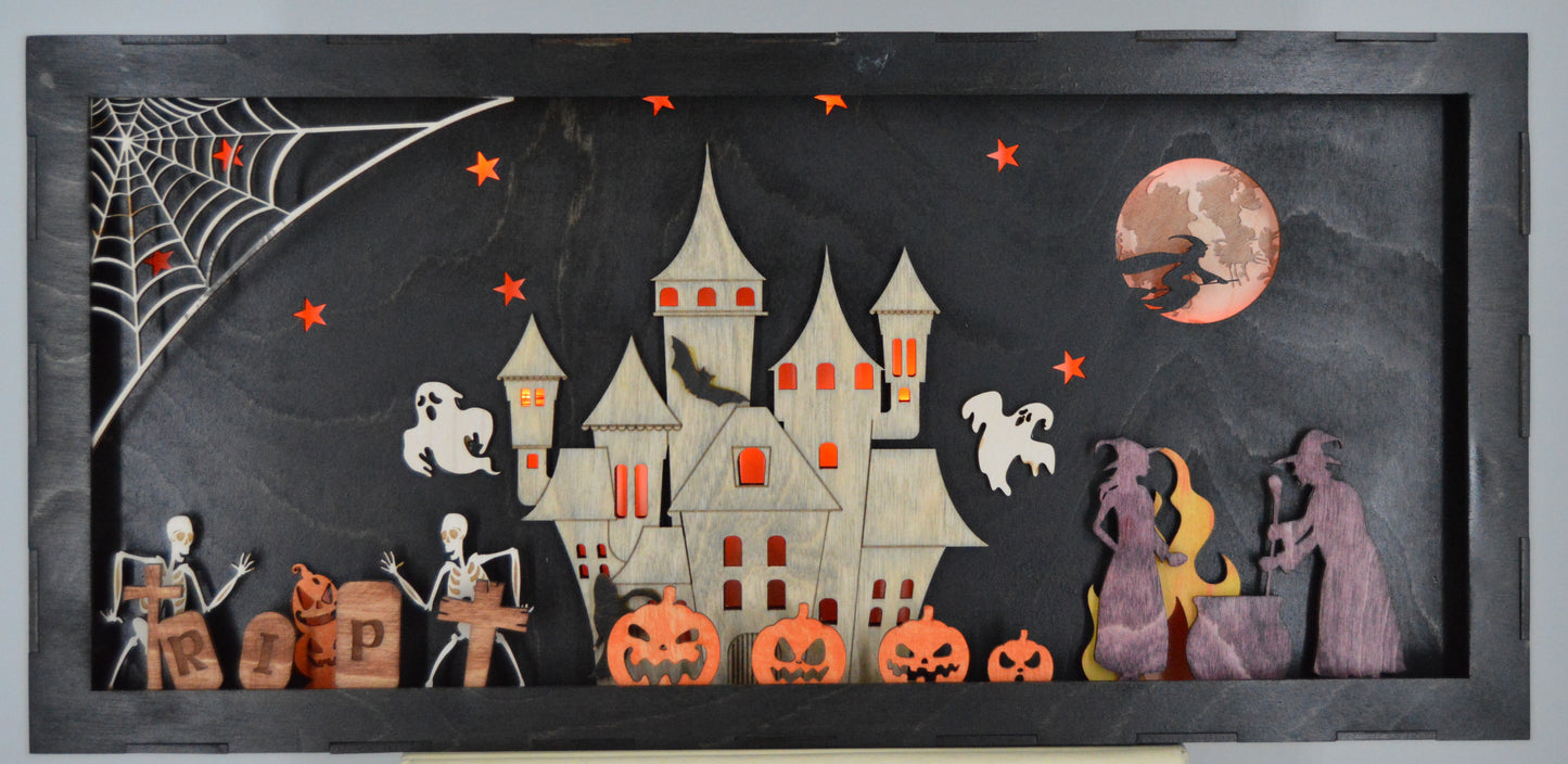 Halloween Mansion Shadow Box