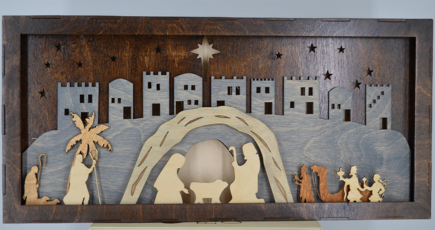 Old Town Nativity Shadow Box