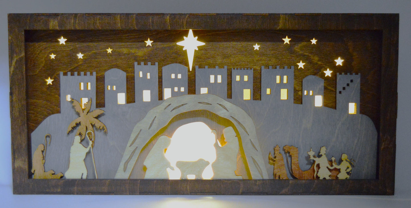 Old Town Nativity Shadow Box